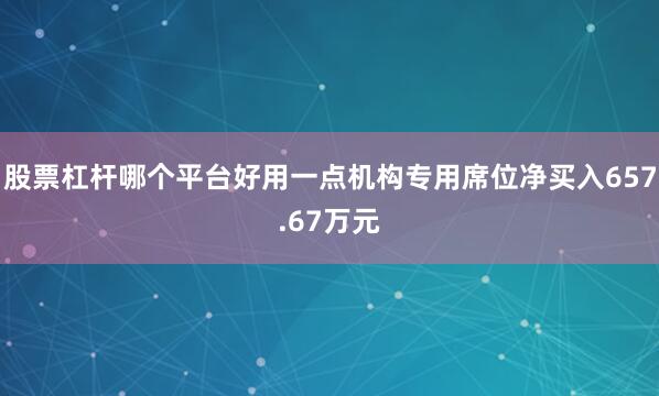 股票杠杆哪个平台好用一点机构专用席位净买入657.67万元